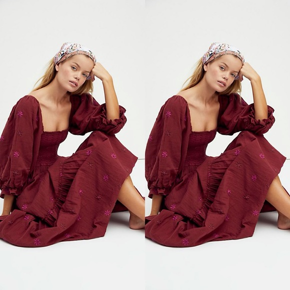 Free People Dahlia Embroidered Maxi 